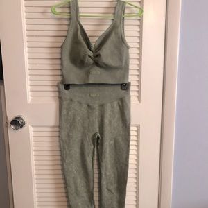 OhPolly Bo+Tee Seamless Crop top and legging in Washed Khaki